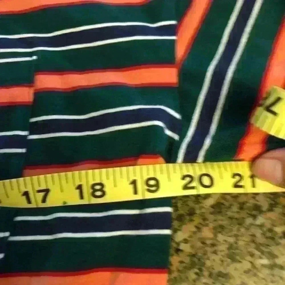 Forever 21 green orange white black striped crop top Small - Picture 4 of 6